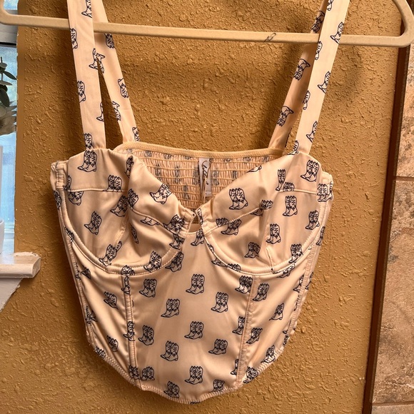 Cowboy boot print corset top - Picture 1 of 4